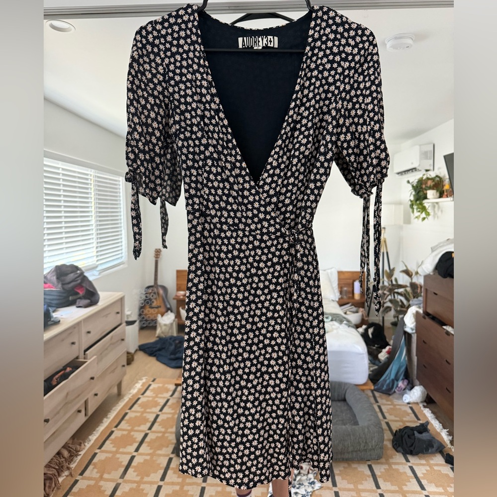 Navy Floral Wrap Dress